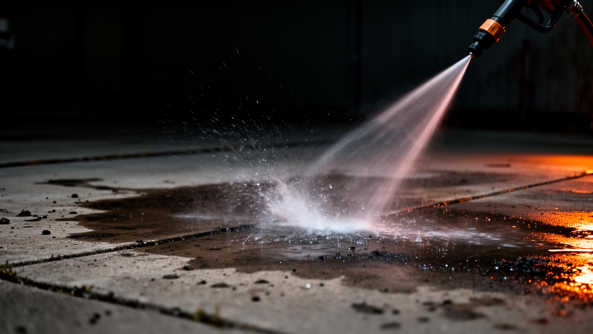 High-pressure washer cleaning a driveway